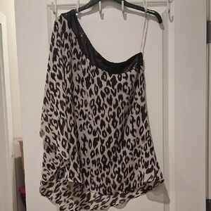 Sofia by Sofia Vergara Leopard Print One-Shoulder Blouse